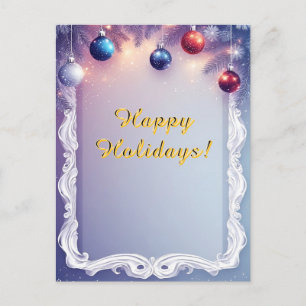 ❄️ Festive Christmas Baubles Glow 🎄 Pine Branch Postcard