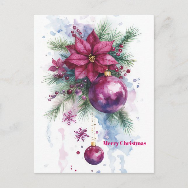 Festive Christmas Baubles Greeting Card (Front)