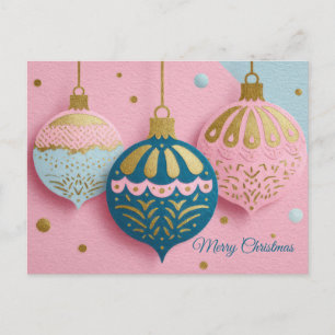 Festive Christmas Baubles Greeting Card
