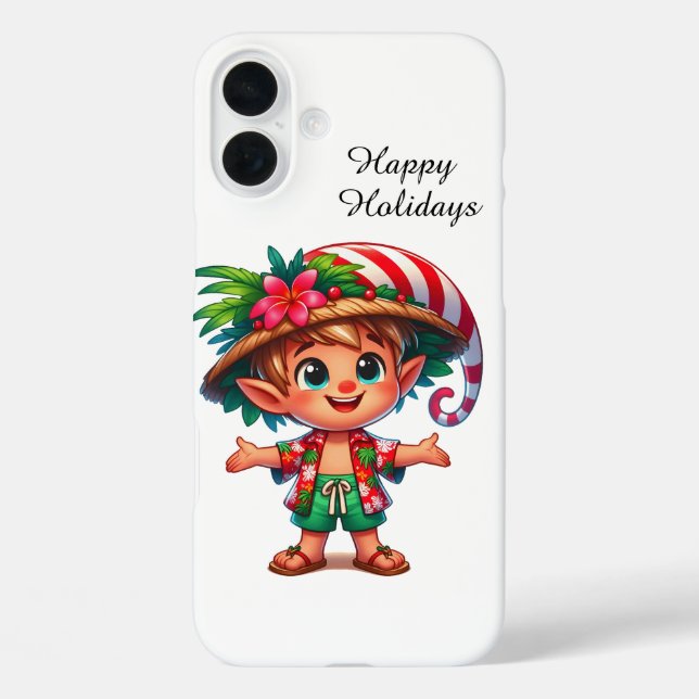 Festive Christmas beach customisable Elf Case-Mate iPhone Case (Back)