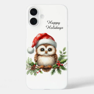 Festive Christmas beach customisable owl iPhone 16 Plus Case