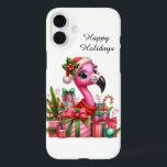Festive Christmas beach customisable pink flamingo iPhone 16 Plus Case<br><div class="desc">Festive Christmas beach customisable pink flamingo iPhone 16 Plus Case</div>
