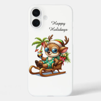 Festive Christmas beach customisable reindeer iPhone 16 Plus Case