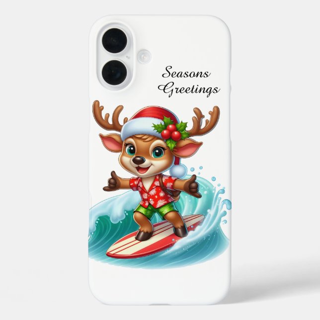 Festive Christmas beach customisable reindeer Case-Mate iPhone Case (Back)