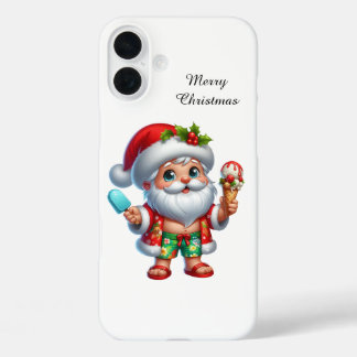 Festive Christmas beach customisable Santa iPhone 16 Plus Case