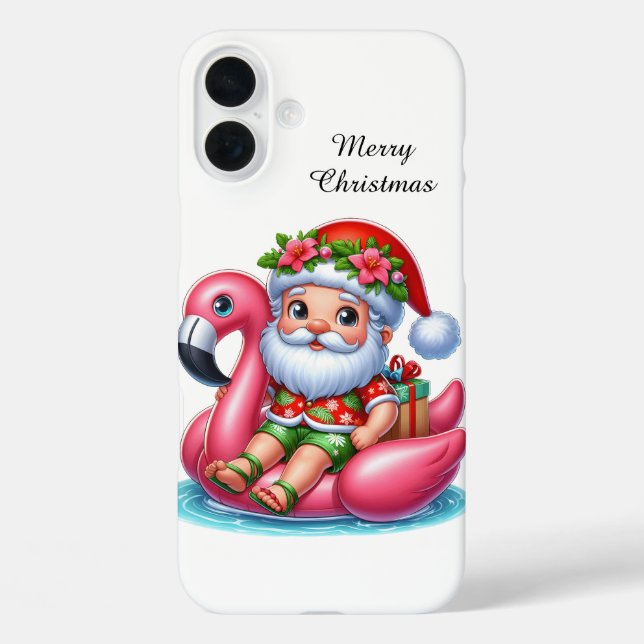 Festive Christmas beach customisable Santa  Case-Mate iPhone Case (Back)