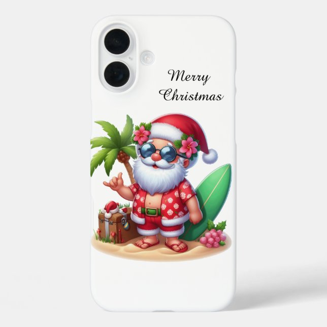 Festive Christmas beach customisable Santa Case-Mate iPhone Case (Back)