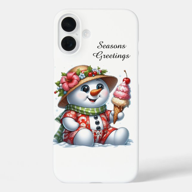 Festive Christmas beach customisable snowman  Case-Mate iPhone Case (Back)
