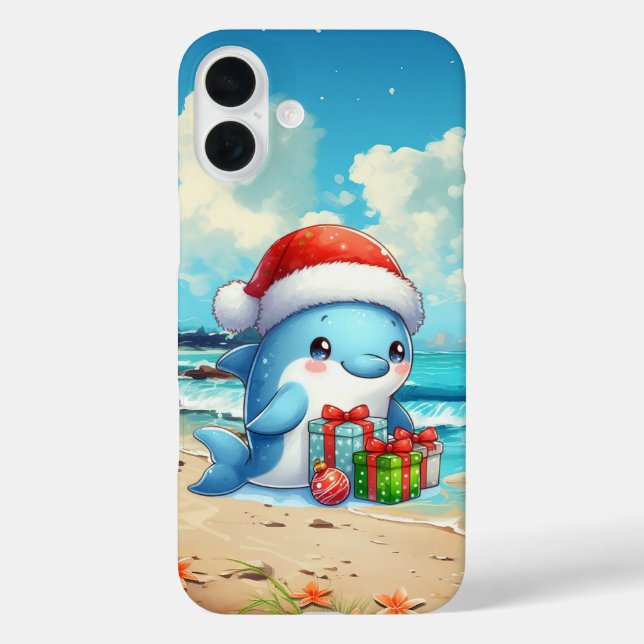 Festive Christmas beach dolphin  Case-Mate iPhone Case (Back)