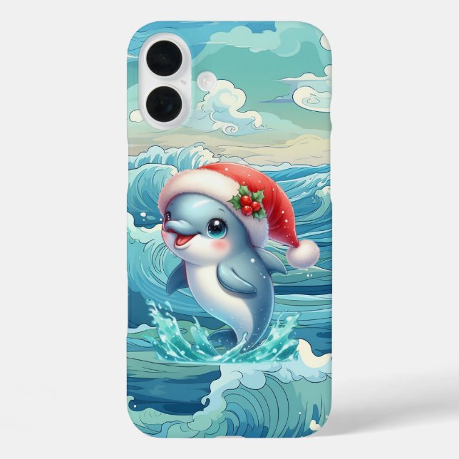 Festive Christmas beach dolphin  Case-Mate iPhone Case (Back)