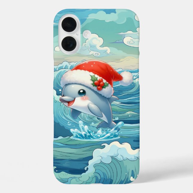 Festive Christmas beach dolphin Case-Mate iPhone Case (Back)