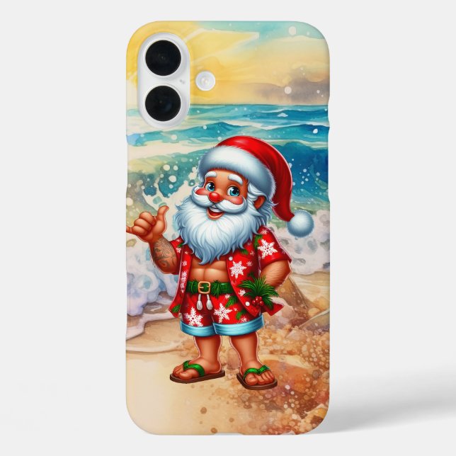 Festive Christmas beach Santa Case-Mate iPhone Case (Back)