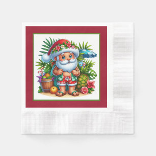 Festive Christmas beach Santa Party Paper Napkins