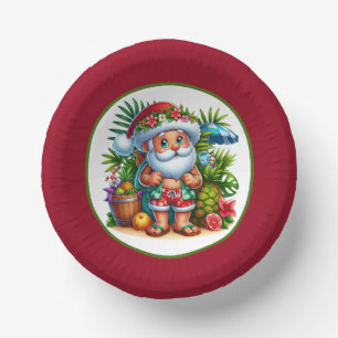 Festive Christmas beach Santa Party Paper Plate