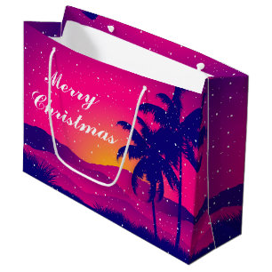 Festive Christmas beach snow fall Large Gift Bag