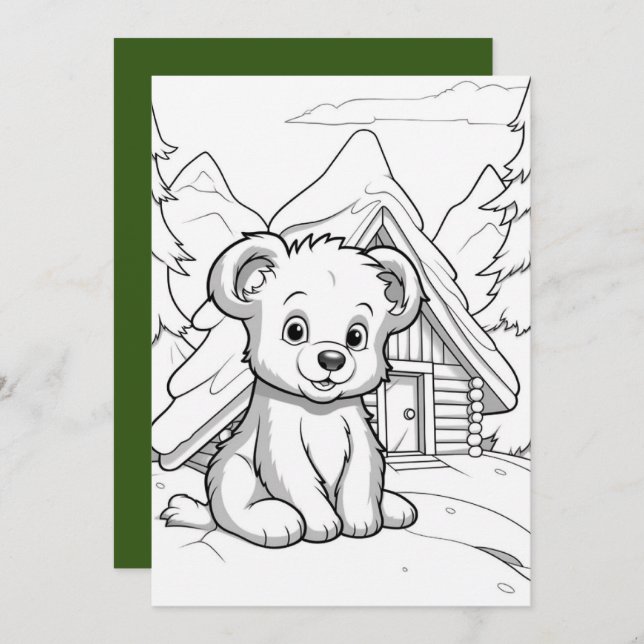 Festive Christmas bear add message  Holiday Card (Front/Back)