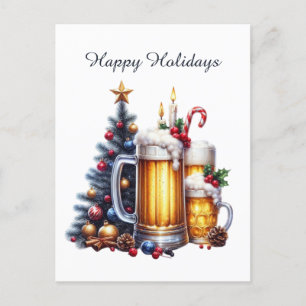 Festive Christmas beer customizable Holiday Postcard