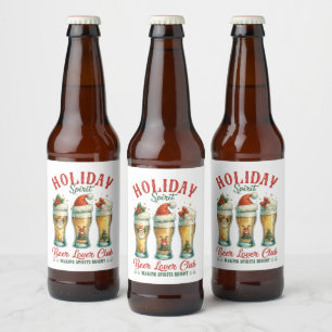 Festive Christmas beer lovers club Bottle Label