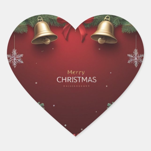 Festive Christmas Bells and Ornaments design  Heart Sticker (Front)