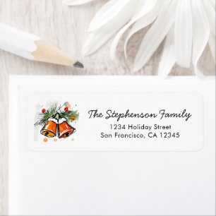 Festive Christmas Bells Sketch Return Address