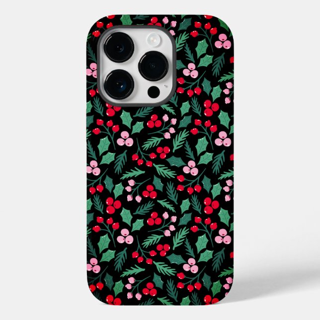 Festive Christmas Berry Delight seamless pattern Case-Mate iPhone Case (Back)