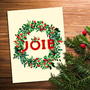 Festive Christmas Berry Wreath Joy Postcard