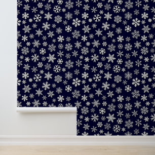 Festive Christmas blue white snowflake pattern  Wallpaper