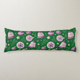 Festive Christmas Body Pillow with Purple Bells &