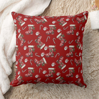 Festive Christmas Boots, Candy Canes Cushion