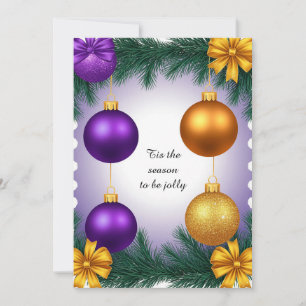 Festive Christmas Border with Gold Ornaments  Card