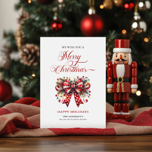 Festive Christmas Bow, Merry Christmas Typography Card