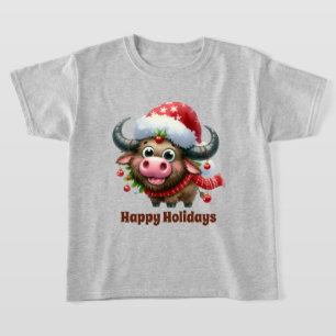 Festive Christmas boys Buffalo add text  T-Shirt