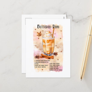 Festive Christmas Buttered rum recipe Holiday Postcard