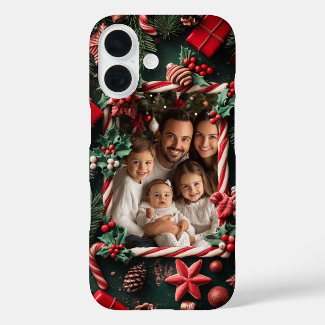 Festive Christmas Candy Cane Custom Photo  Case-Mate iPhone Case (Back)