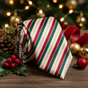 Festive Christmas Candy Cane Stripe Tie