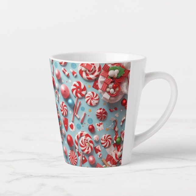 Festive Christmas Candy Coffee Latte Mug (Right)