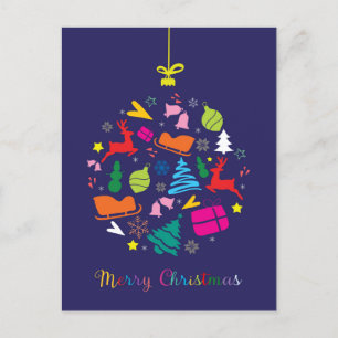 Festive Christmas Card in dark blue
