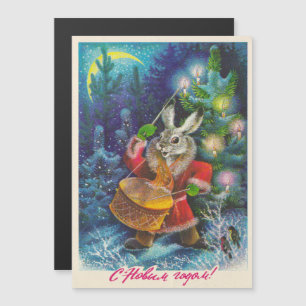 Festive Christmas card with hare and drum