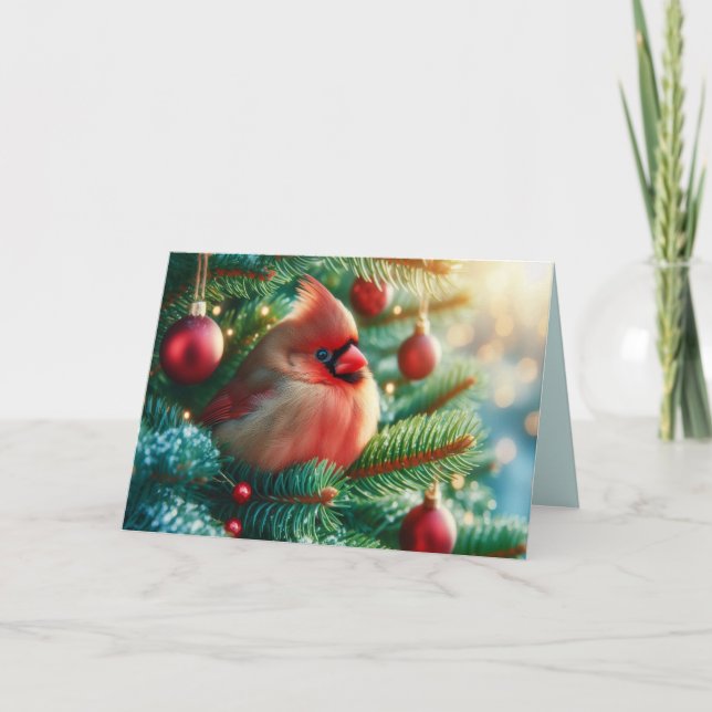Festive Christmas Cardinal Holiday Card (Front)