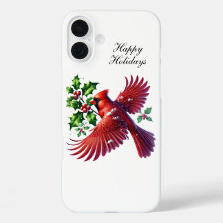 Festive Christmas Cardinal Holiday iPhone 16 Plus Case