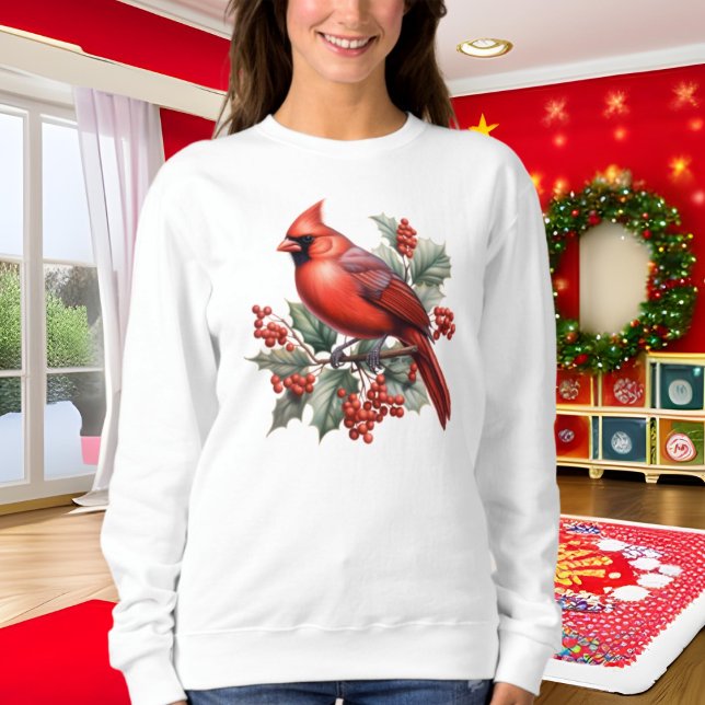 Festive Christmas Cardinal watercolor  Sweatshirt (Creator Uploaded)