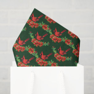 festive Christmas cardinals tiled party Tissue Paper