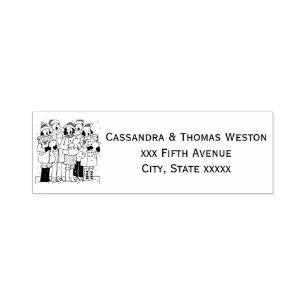 Festive Christmas Carolers, Snow Xmas Name Address Self-inking Stamp