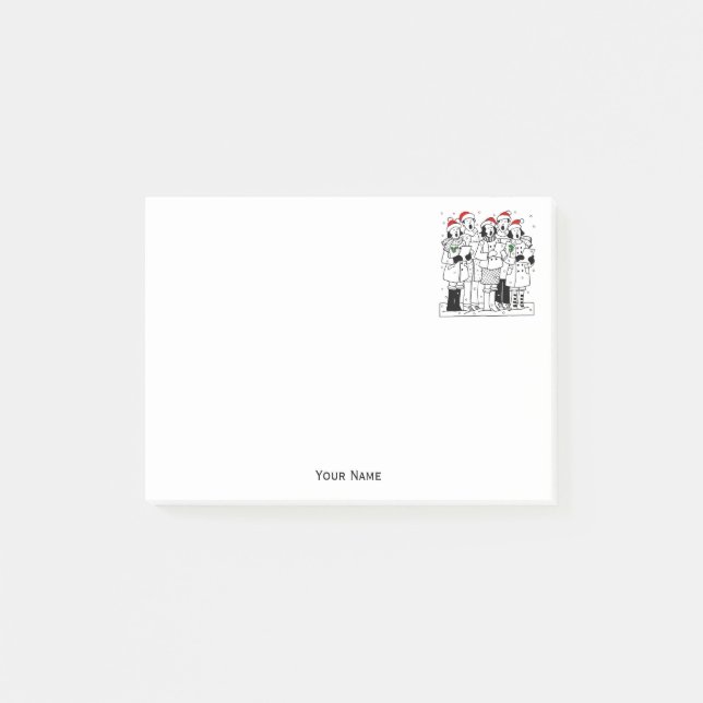 Festive Christmas Carolers with Snow Xmas Post-it Notes (Front)