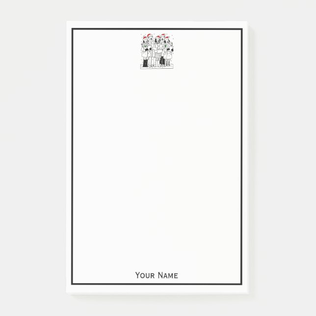 Festive Christmas Carolers with Snow Xmas Post-it Notes (Front)