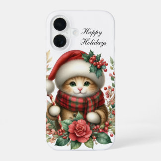 Festive Christmas Cat customisable  iPhone 16 Case
