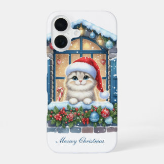 Festive Christmas Cat customisable  iPhone 16 Case