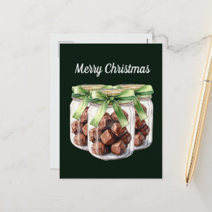 Festive Christmas chocolate fudge customisable Holiday Postcard