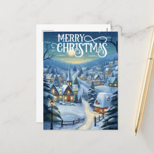 Festive Christmas Church scene add message Holiday Postcard