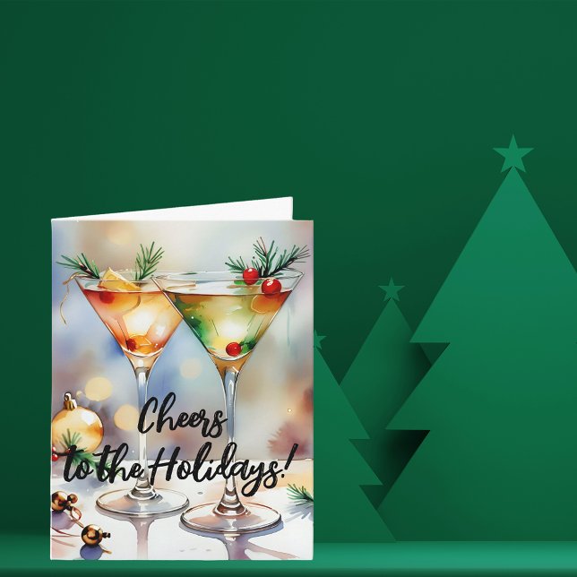 Festive Christmas Cocktail Glasses Greeting Card (Creator Uploaded)